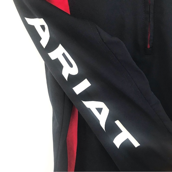 Ariat Tek heatseries women’s XS spellout 1/4 zip navy/red equestrian riding mesh - Picture 2 of 10